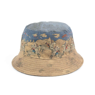 Persian Linen Bucket Hat with Iranian Razm Design and Contemporary Style