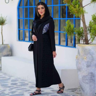 Elegant Persian Linen Straight Cut Manto and Pants Set Elika with Geometric Embroidery