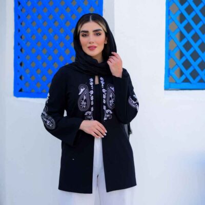 Elegant Persian Linen Blazer Manto Noura with Paisley Design