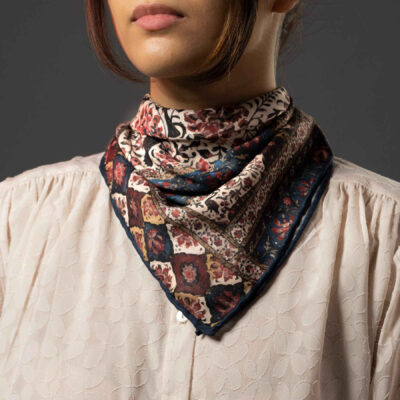 Persian Silk Neck Scarf for Women Luxe and Vibrant Square Golestan
