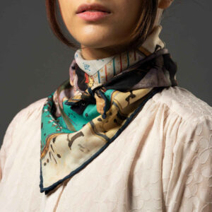 Persian Silk Neck Scarf for Women Luxe and Vibrant Square Khosro o Shirin