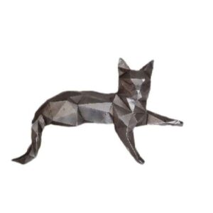 Set of 2 Geometric Black Polyester Deer Cubism Figurines – Artistic
