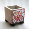 Decorative Persian Square Concrete Vase, Featuring the Farimah Model with a Beautiful Floral Design