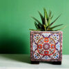 Decorative Persian Square Concrete Vase, Featuring the Farimah Model with a Beautiful Floral Design