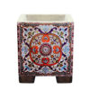 Decorative Persian Square Concrete Vase, Featuring the Farimah Model with a Beautiful Floral Design