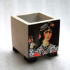Decorative Persian Square Concrete Vase, Featuring the Ghajari Model with a Boho Pictorial Design