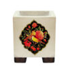Decorative Persian Square Concrete Vase, Featuring the Gol-o-Morgh Model with a Birds and Flowers Motif