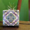 Decorative Persian Square Concrete Vase, Featuring the Kaashi Model with an Intricate Floral Design