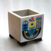 Decorative Persian Square Concrete Vase, Featuring the Kabootar Model with a Boho Bird Motif