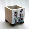 Decorative Persian Square Concrete Vase, Featuring the King and Queen Model with a Regal Pictorial Design
