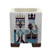Decorative Persian Square Concrete Vase, Featuring the King and Queen Model with a Regal Pictorial Design