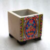 Decorative Persian Square Concrete Vase, Featuring the Narnia Model with a Vibrant Floral Pattern