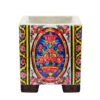 Decorative Persian Square Concrete Vase, Featuring the Narnia Model with a Vibrant Floral Pattern