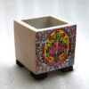 Decorative Persian Square Concrete Vase, Featuring the Raha Model with a Lovely Floral Design