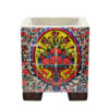 Decorative Persian Square Concrete Vase, Featuring the Raha Model with a Lovely Floral Design