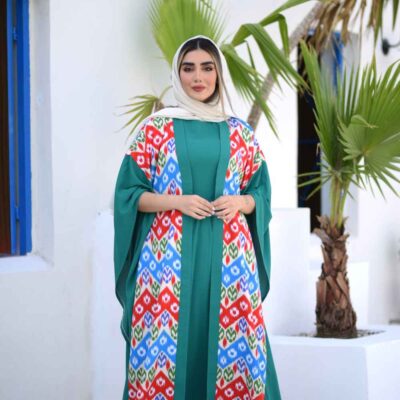 Stylish Butterfly Abaya in Soft Crepe with Chevron Design