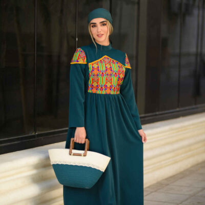 Women's Long Sleeve Crepe Fit and Flare Dress with Chic Geometric Details for Elegant Events