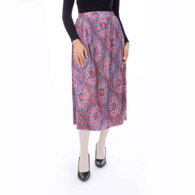 Women's Floral Polyester Pleated Midi Skirt Model Liam