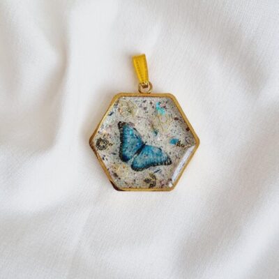 Handcrafted Resin Butterfly Necklace – Blue Butterfly Design