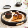 Modern Choobineh Wooden Serving Tray - Rustic Round Tray