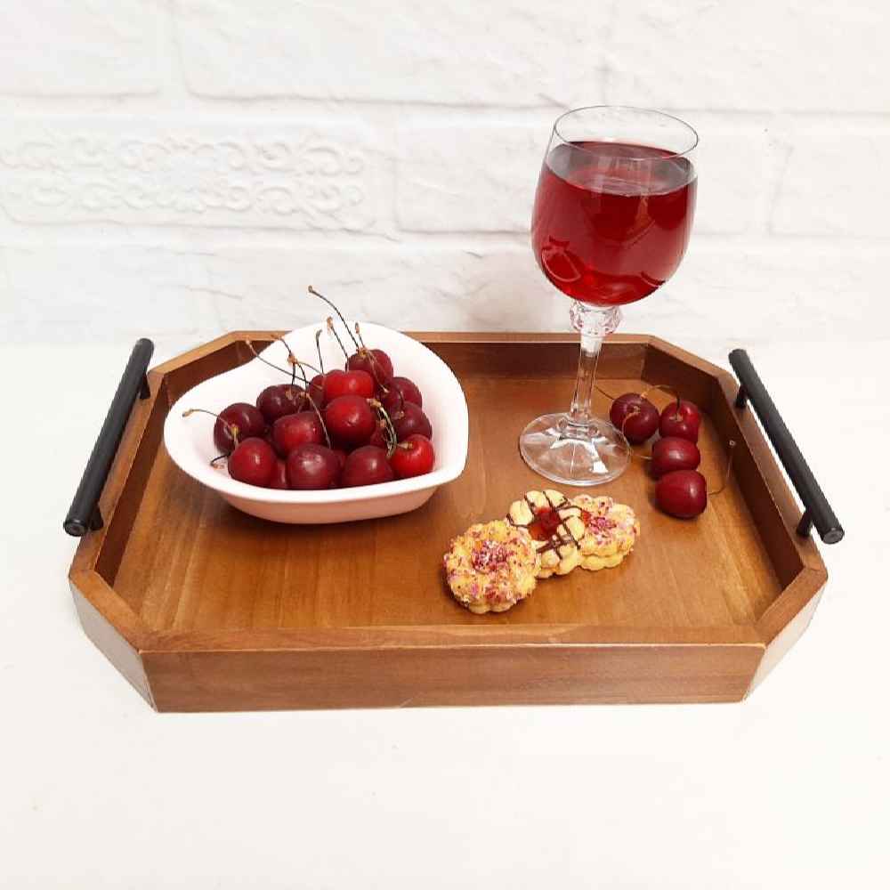 Modern Orkid Wooden Tea Tray – Elegant Octagonal Tray
