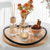 Modern Round Wooden Serving Tray - Tea or Snack Tray