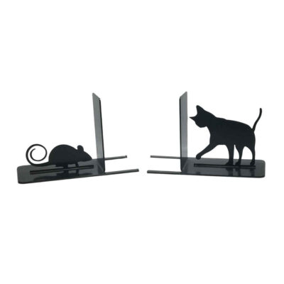 Cat-Themed Metal Art Bookend – Suitable for Libraries or Home Offices