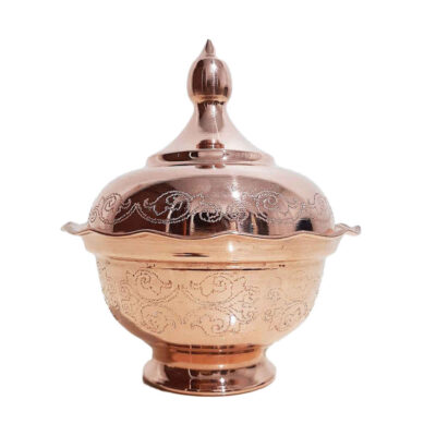 Handcrafted Persian Copper Sugar Bowl with - Hammered Sima