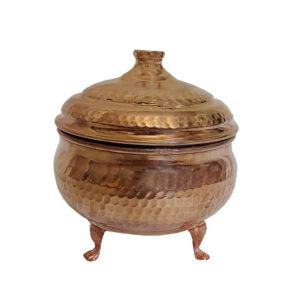 Handcrafted Persian Copper Sugar Bowl with Lid – Hammered Vida