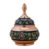 Handcrafted Persian Copper Sugar Bowl with Lid - Minakari Enameled Jahan