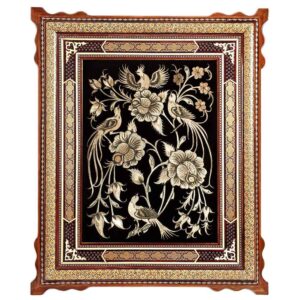 Handmade Framed Persian Engraved Copper Art Mahya – Traditional Wall Decor