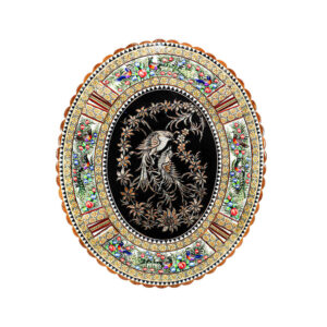 Handmade Framed Persian Engraved Copper Art Rahil – Traditional Wall Decor