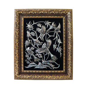 Handmade Framed Persian Engraved Copper Art Tamana – Traditional Wall Decor