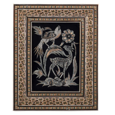 Iranian Copper Engraving Artwork with Tina Floral Design for Home Decor
