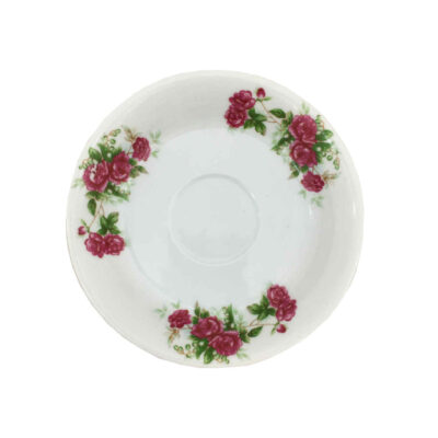 Persian Tea Saucer - Porcelain with Gol Sorkhi Design (Set of 6)