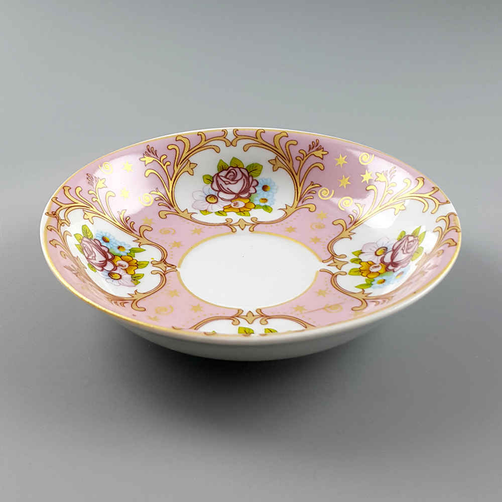 Persian Tea Saucer – Porcelain with Floral Goldar Design (Set of 6)