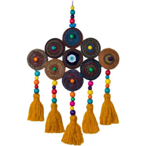 Handmade Evil Eye Wall Hanging – Traditional Yellow Amulet