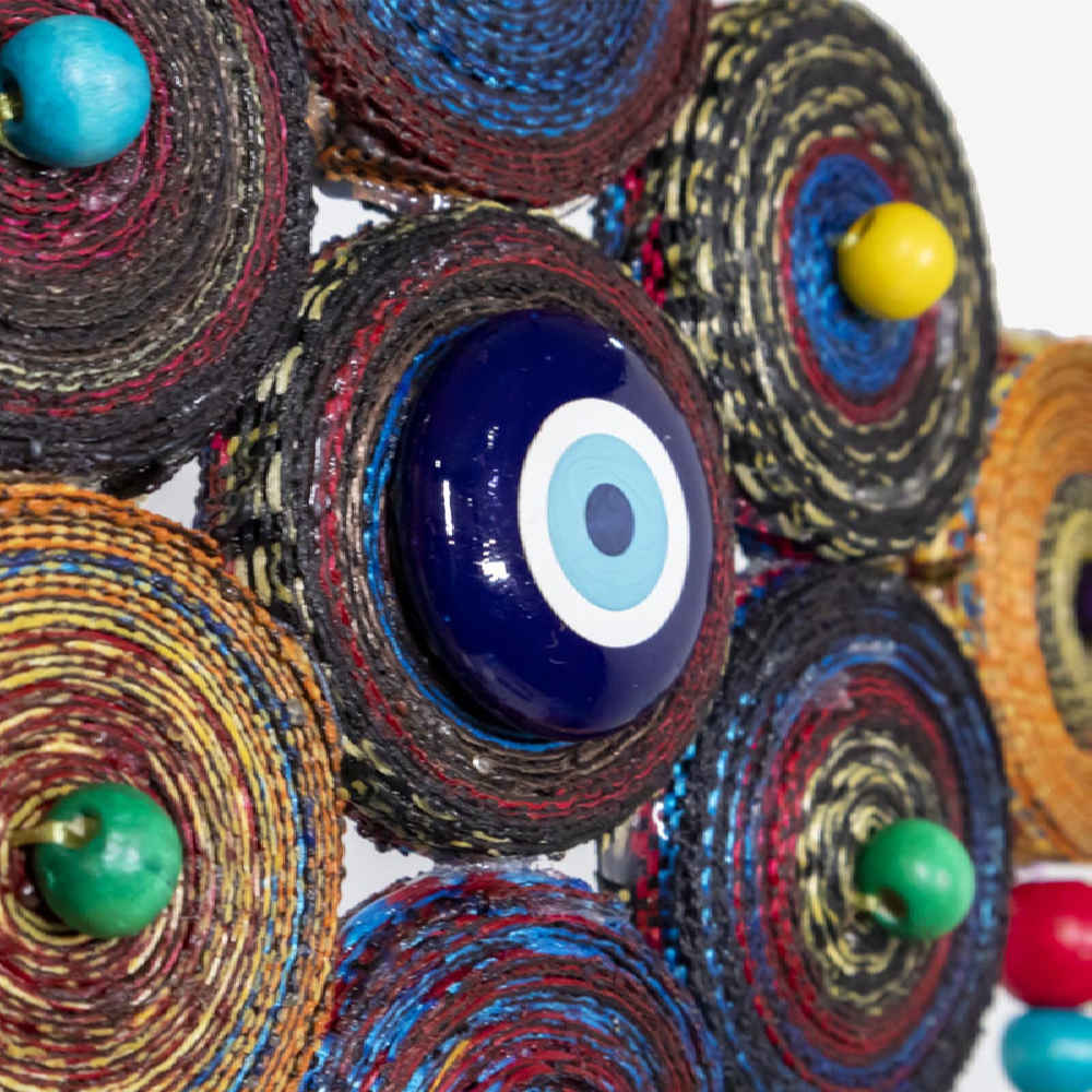 Handmade Evil Eye Wall Hanging – Traditional Yellow Amulet