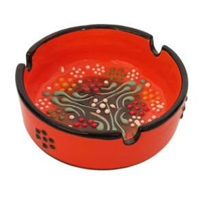 Persian Pottery Ashtray – Goldar Handmade Orange Dot Art