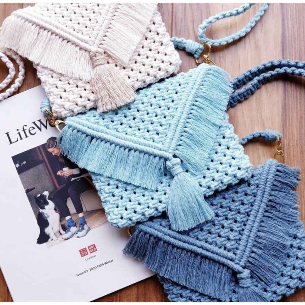 Handcrafted Macrame Crossbody Bag – White Boho Luxury Design
