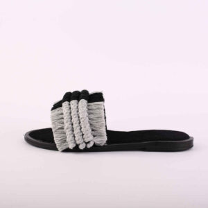 Handmade Macrame Boho Sandals – Bahar Model Black Sliders