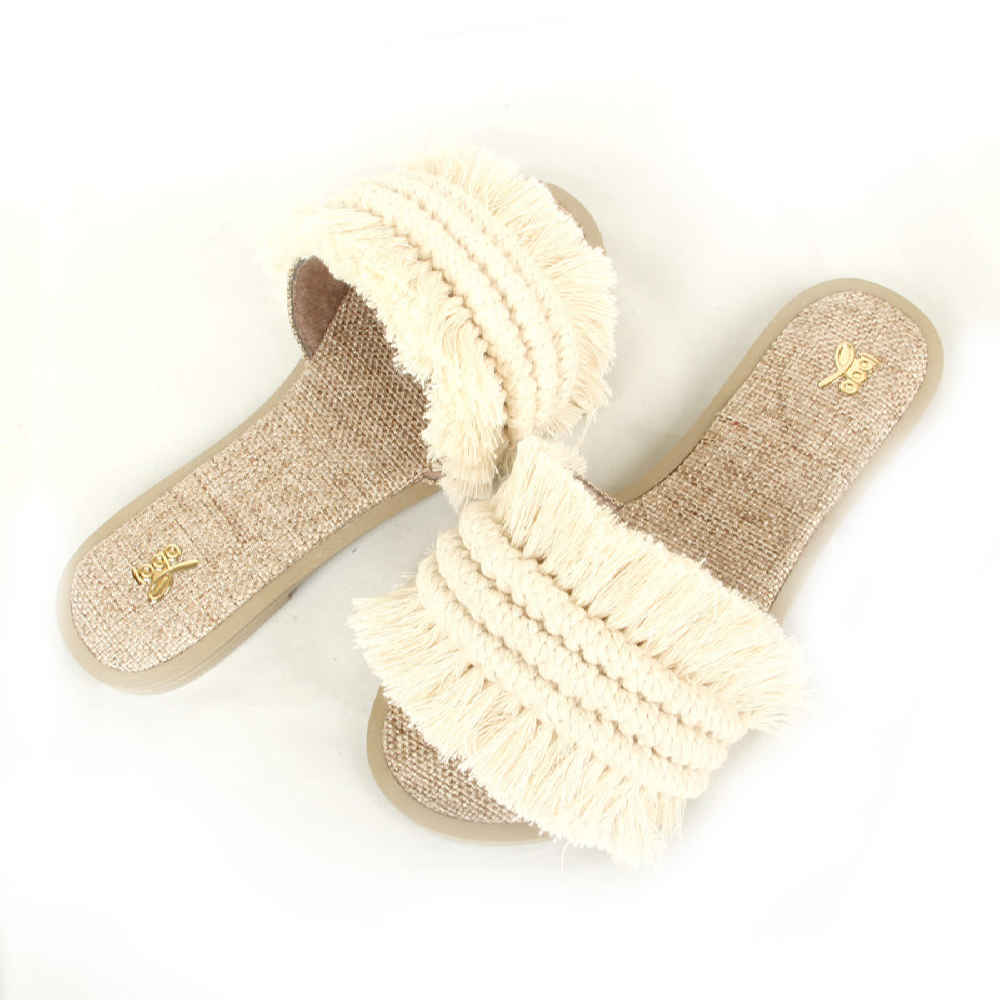 Handmade Macrame Boho Sandals – Shima Model White Sliders