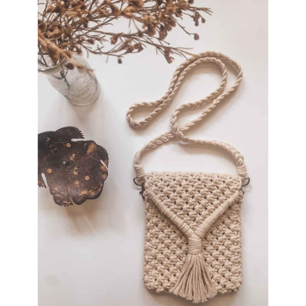 Macrame Crossbody Shoulder Bag Luxurious Handcrafted Rana