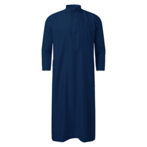Navy Blue Emirati-Style Dishdasha Thawb for Men – Traditional Arab Robe