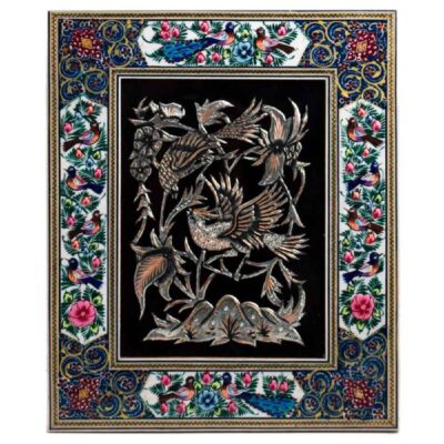 Persian Handicraft Copper Wall Art with Dorna Floral Engraving