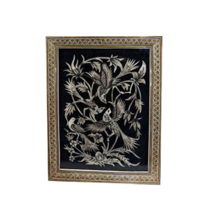 Handmade Framed Persian Engraved Copper Art Hanifeh – Traditional Wall Decor