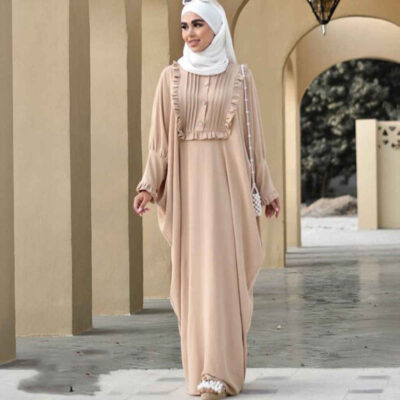 Traditional Butterfly Abaya in Soft Cotton with a Simple Plain Finish