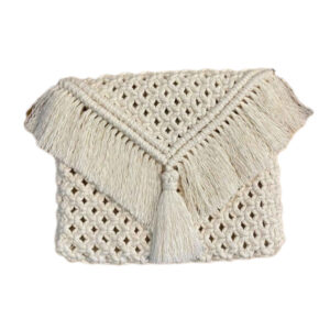 Handcrafted Macrame Crossbody Bag – White Boho Luxury Design