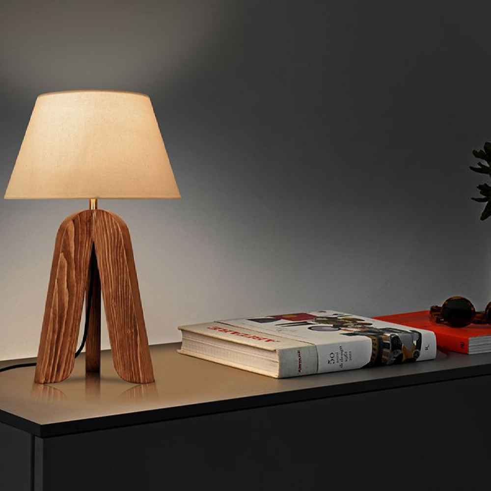 Handcrafted Minimalist Tripod Wooden Table Lamp