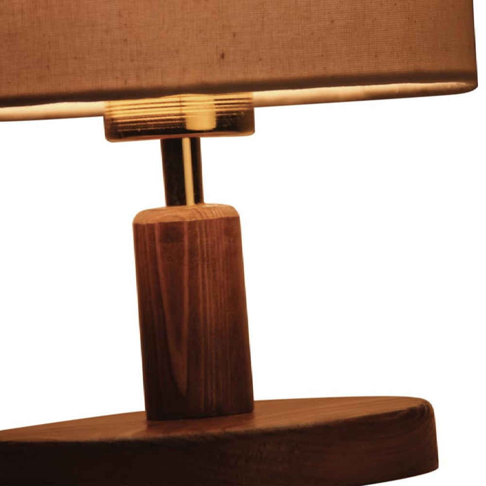 Minimalist Cylindrical Wooden Table & Bedside Lamp with White Shade